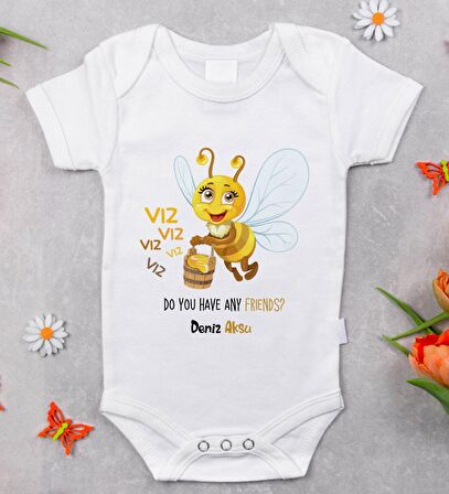 BK Kids İsimli Sevimli Arı Tasarımlı Bebek Body Zıbın - Model 1