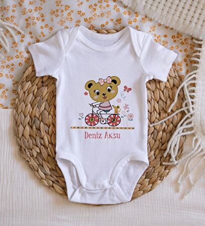BK Kids İsimli Sevimli Ayı Tasarımlı Bebek Body Zıbın - Model 2