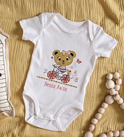 BK Kids İsimli Sevimli Ayı Tasarımlı Bebek Body Zıbın - Model 2