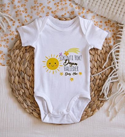BK Kids İsimli Sıkıntı Yok Dayım Halleder Tasarımlı Bebek Body Zıbın - Model 1
