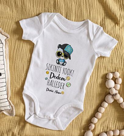 BK Kids İsimli Sıkıntı Yok Dedem Halleder Tasarımlı Bebek Body Zıbın - Model 1