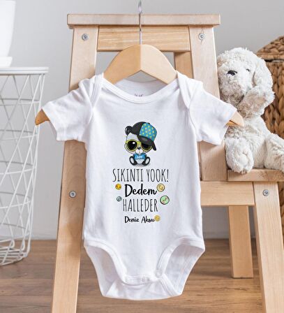 BK Kids İsimli Sıkıntı Yok Dedem Halleder Tasarımlı Bebek Body Zıbın - Model 1