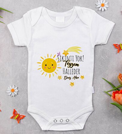 BK Kids İsimli Sıkıntı Yok Teyzem Halleder Tasarımlı Bebek Body Zıbın - Model 1