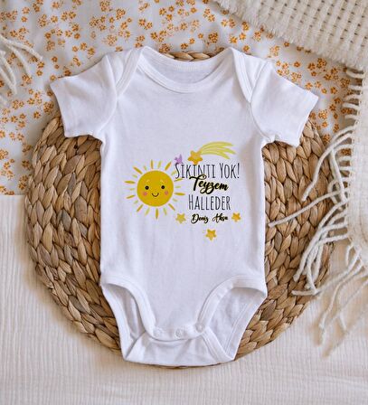 BK Kids İsimli Sıkıntı Yok Teyzem Halleder Tasarımlı Bebek Body Zıbın - Model 1