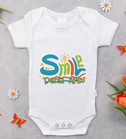 BK Kids İsimli Smile Tasarımlı Bebek Body Zıbın - Model 1