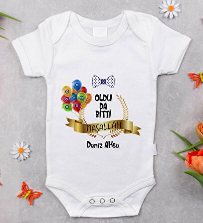 BK Kids İsimli Sünnet Tasarımlı Bebek Body Zıbın - Model 4