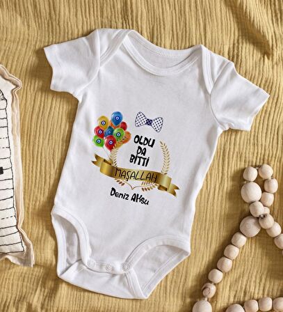 BK Kids İsimli Sünnet Tasarımlı Bebek Body Zıbın - Model 4