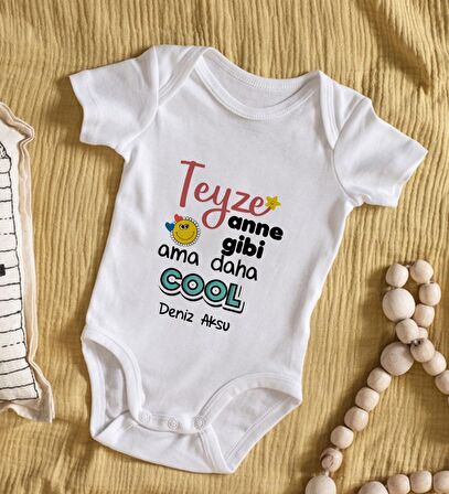 BK Kids İsimli Teyze Anne Gibi Tasarımlı Bebek Body Zıbın - Model 1