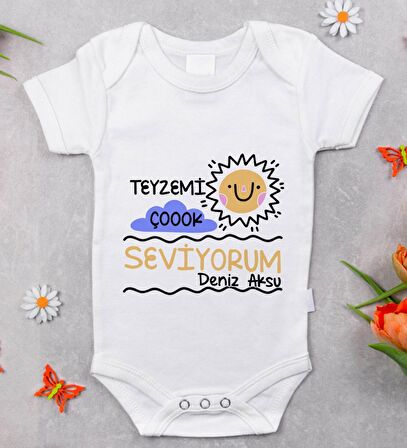 BK Kids İsimli Teyzemi Çok Seviyorum Tasarımlı Bebek Body Zıbın - Model 1