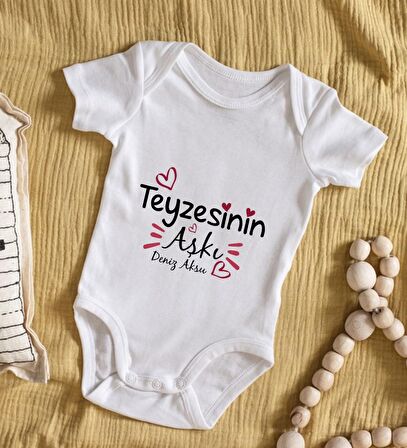 BK Kids İsimli Teyzesinin Aşkı Tasarımlı Bebek Body Zıbın - Model 1