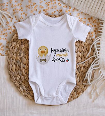 BK Kids İsimli Teyzesinin Minik Kuşu Tasarımlı Bebek Body Zıbın - Model 1