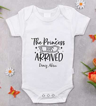 BK Kids İsimli The Princess Has Arrived Tasarımlı Bebek Body Zıbın - Model 1
