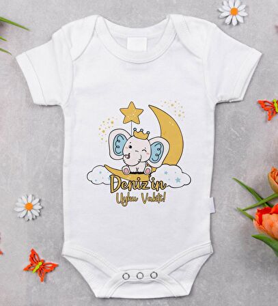 BK Kids İsimli Uyku Vakti Tasarımlı Bebek Body Zıbın - Model 1