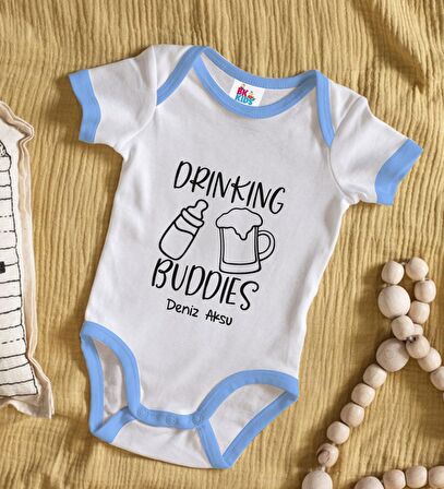 BK Kids Kişiye Özel Mavi Bebek Body Zıbın - Model 1