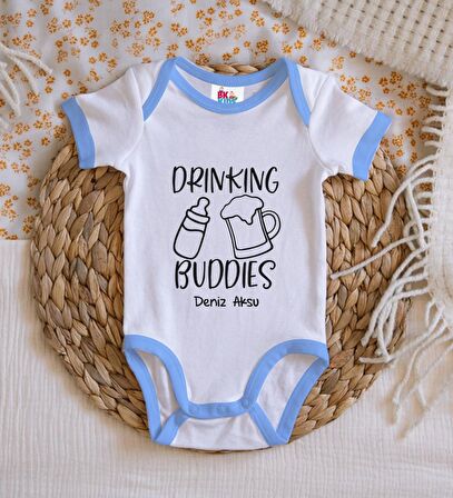 BK Kids Kişiye Özel Mavi Bebek Body Zıbın - Model 1