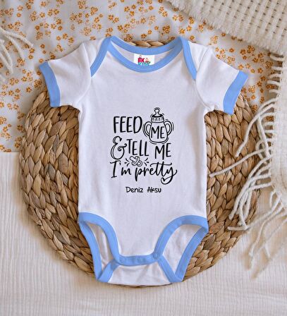 BK Kids Kişiye Özel Mavi Bebek Body Zıbın - Model 3