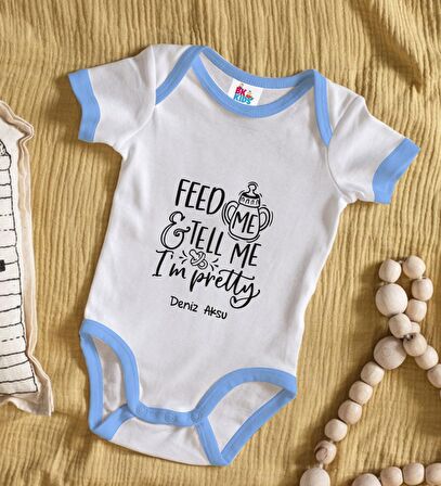 BK Kids Kişiye Özel Mavi Bebek Body Zıbın - Model 3