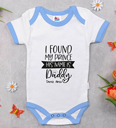 BK Kids Kişiye Özel Mavi Bebek Body Zıbın - Model 4