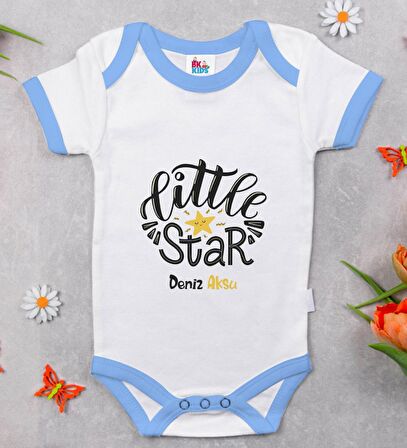 BK Kids Kişiye Özel Mavi Bebek Body Zıbın - Model 7