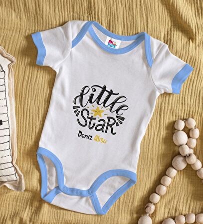 BK Kids Kişiye Özel Mavi Bebek Body Zıbın - Model 7