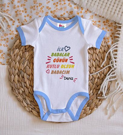 BK Kids Kişiye Özel Mavi Bebek Body Zıbın - Model 11