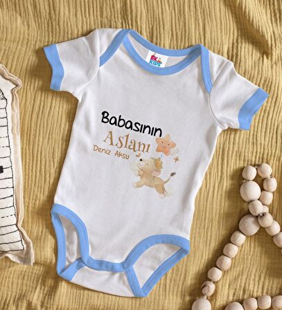 BK Kids Kişiye Özel Mavi Bebek Body Zıbın - Model 12