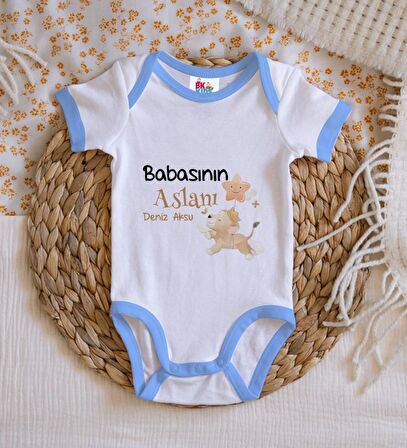 BK Kids Kişiye Özel Mavi Bebek Body Zıbın - Model 12