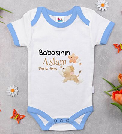 BK Kids Kişiye Özel Mavi Bebek Body Zıbın - Model 12