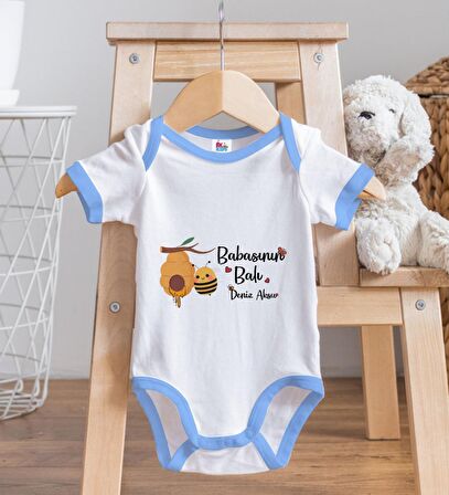 BK Kids Kişiye Özel Mavi Bebek Body Zıbın - Model 13