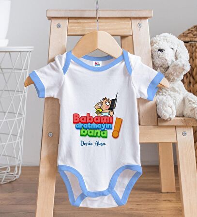 BK Kids Kişiye Özel Mavi Bebek Body Zıbın - Model 14