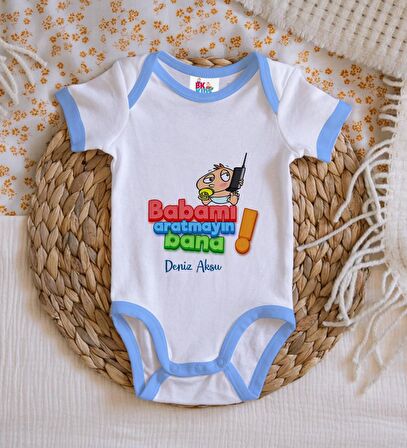BK Kids Kişiye Özel Mavi Bebek Body Zıbın - Model 14