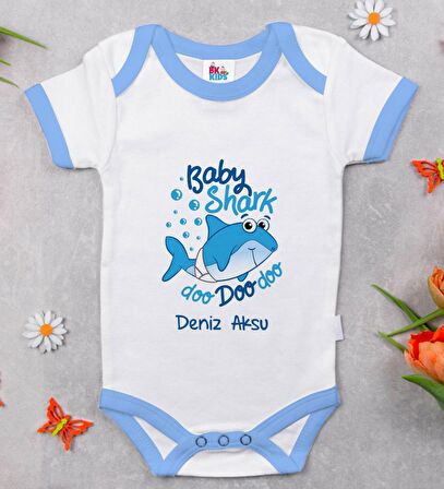 BK Kids Kişiye Özel Mavi Bebek Body Zıbın - Model 15