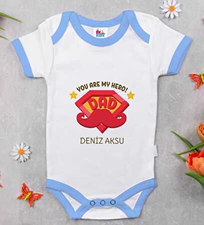BK Kids Kişiye Özel Mavi Bebek Body Zıbın - Model 16