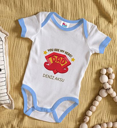 BK Kids Kişiye Özel Mavi Bebek Body Zıbın - Model 16