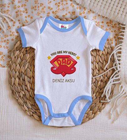 BK Kids Kişiye Özel Mavi Bebek Body Zıbın - Model 16