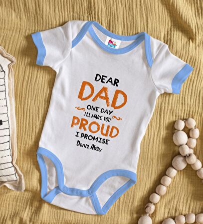 BK Kids Kişiye Özel Mavi Bebek Body Zıbın - Model 17