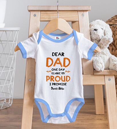 BK Kids Kişiye Özel Mavi Bebek Body Zıbın - Model 17