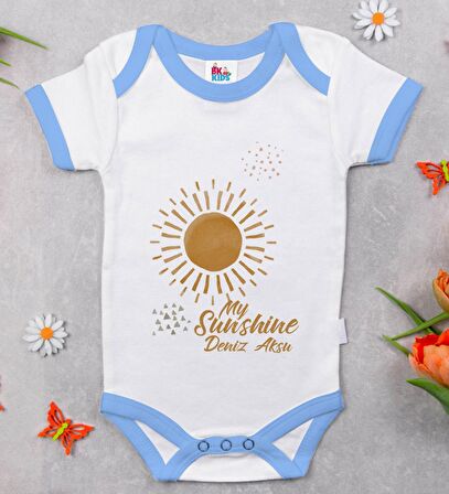 BK Kids Kişiye Özel Mavi Bebek Body Zıbın - Model 20