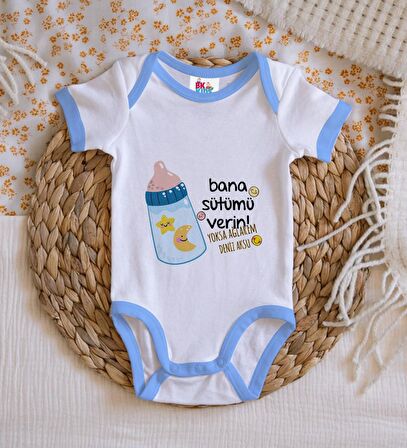 BK Kids Kişiye Özel Mavi Bebek Body Zıbın - Model 21