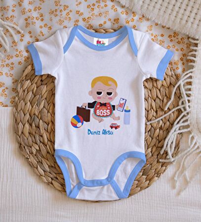 BK Kids Kişiye Özel Mavi Bebek Body Zıbın - Model 23