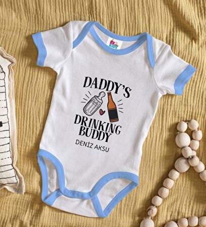 BK Kids Kişiye Özel Mavi Bebek Body Zıbın - Model 26