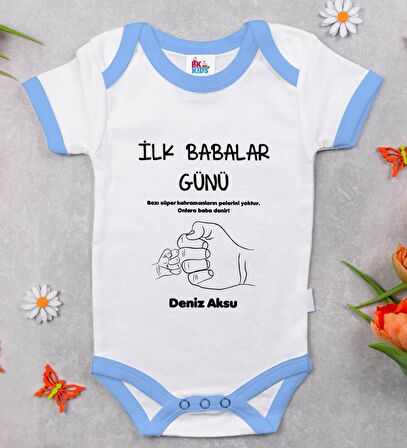 BK Kids Kişiye Özel Mavi Bebek Body Zıbın - Model 27