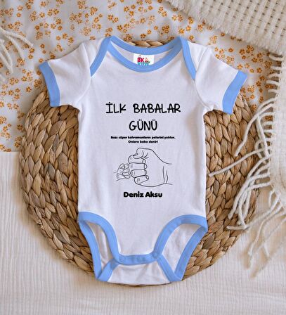 BK Kids Kişiye Özel Mavi Bebek Body Zıbın - Model 27