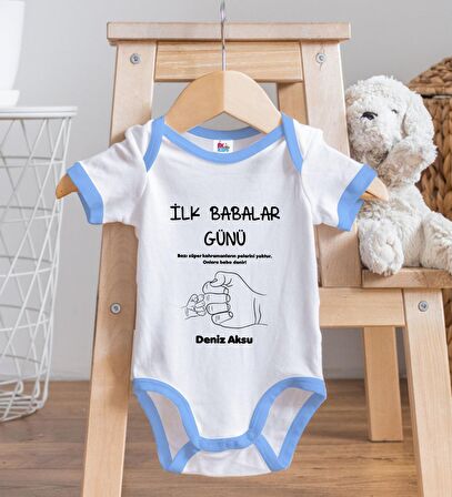 BK Kids Kişiye Özel Mavi Bebek Body Zıbın - Model 27