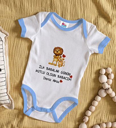 BK Kids Kişiye Özel Mavi Bebek Body Zıbın - Model 28