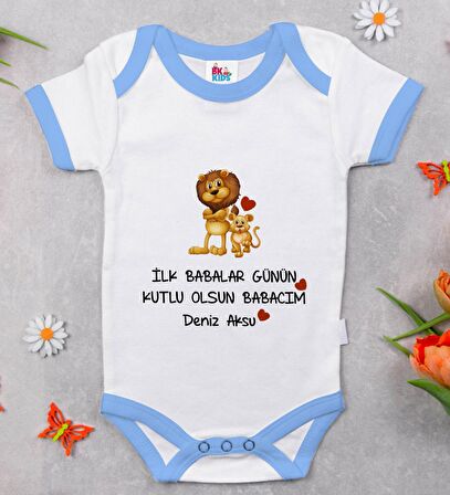 BK Kids Kişiye Özel Mavi Bebek Body Zıbın - Model 28