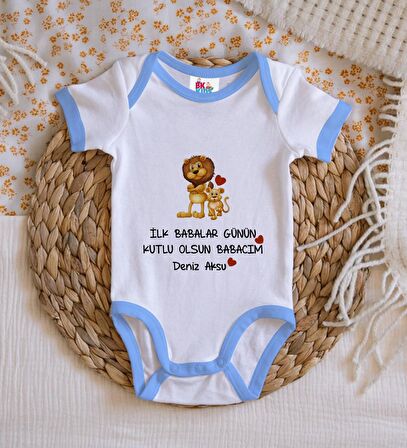 BK Kids Kişiye Özel Mavi Bebek Body Zıbın - Model 28