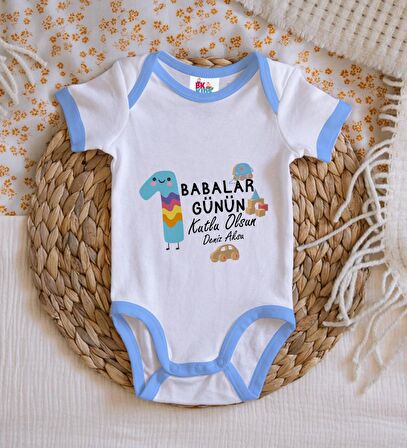 BK Kids Kişiye Özel Mavi Bebek Body Zıbın - Model 29