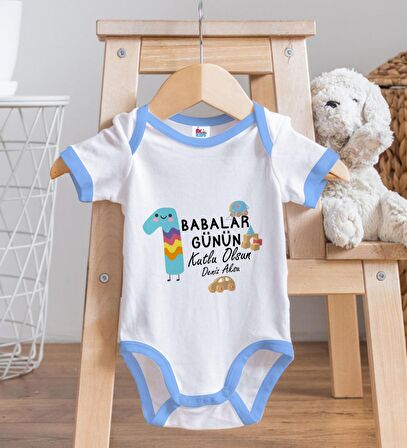 BK Kids Kişiye Özel Mavi Bebek Body Zıbın - Model 29