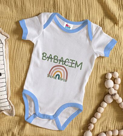 BK Kids Kişiye Özel Mavi Bebek Body Zıbın - Model 30